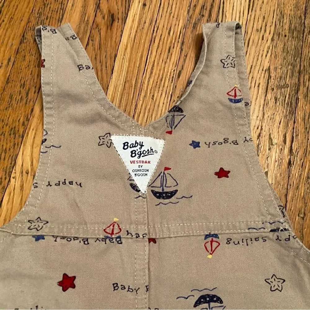 Vintage Osh Kosh B’Gosh Baby B’Gosh khaki/tan sailing/boating overalls